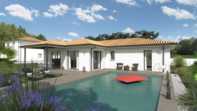 Maison moderne avec piscine, terrasse design, architecture élégante