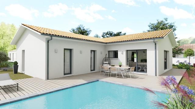 Maison moderne avec piscine et terrasse ensoleillée