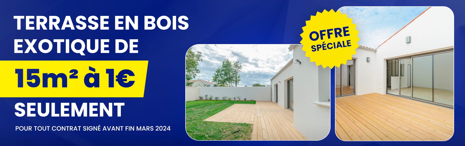 Offre terrasse bois exotique 15m² à 1€